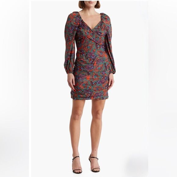 NWT Veronica Beard Bellino Paisley Long Sleeve Silk Blend Dress - Picture 4 of 10